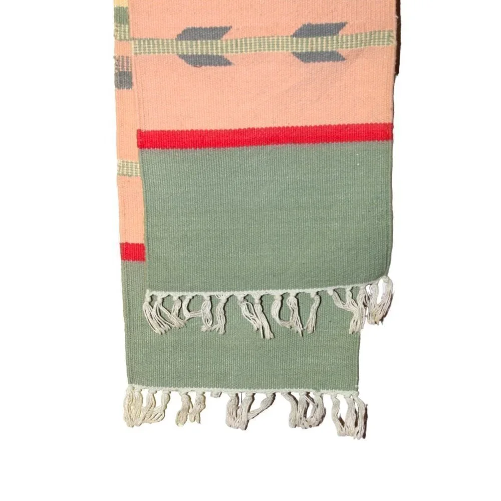 Hand loomed Art Southwestern table runner Pastel colors Geometric Folk Oaxacan?